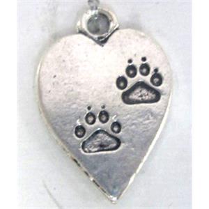 Tibetan Silver pendant non-nickel, Paw print, 21x15mm