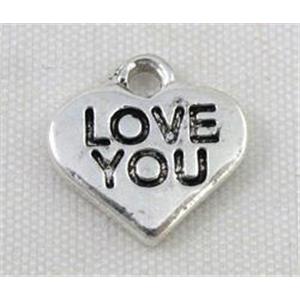 Tibetan Silver heart pendant non-nickel, 12x12mm