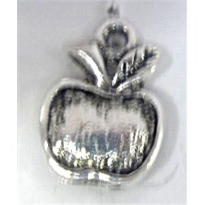 Tibetan Silver apple pendant, lead free and nickel free, 14x10mm