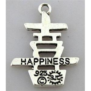 Tibetan Silver Charm Pendant, lead free and nickel free, 24x18mm