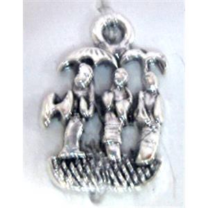 Tibetan Silver charm pendant, Lead free and nickel Free, 16x11mm