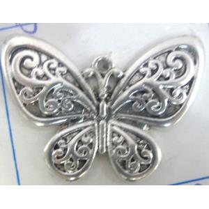 Tibetan Silver pendants, Lead free and nickel Free, butterfly, 35x25mm