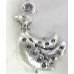 Tibetan Silver duck pendants, Lead free and nickel Free, 19x18mm