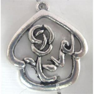 Tibetan Silver pendant non-nickel, 27x24mm