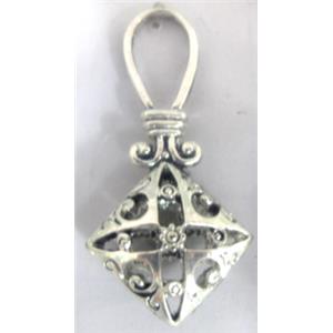 Hollow Tibetan Silver pendant, lead free and nickel free, 39x19mm