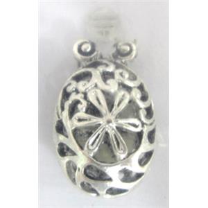 Hollow Tibetan Silver pendant, lead free and nickel free, 40x13mm