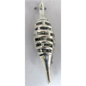 Hollow Tibetan Silver pendant, lead free and nickel free, 35x8mm