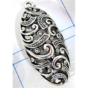 Hollow Tibetan Silver pendant, lead free and nickel free, 41x20mm