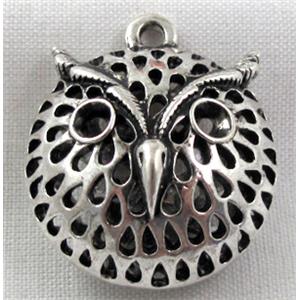 Tibetan Silver Owl pendants, Non-Nickel, 28x25mm