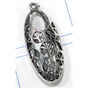 Tibetan Silver pendants, Non-Nickel, 39x20mm