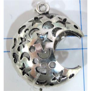 Tibetan Silver moon pendants, Non-Nickel, 27x25mm