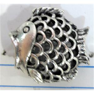 Tibetan Silver zinc fish pendants, Non-Nickel, 17x15mm