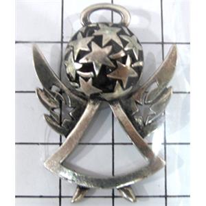 Hollow Tibetan Silver pendant, lead free and nickel free, 38x27mm