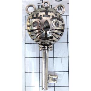 Tiger Charms, Tibetan Silver pendants, Non-Nickel, 60x25mm