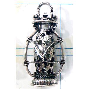 Hollow Tibetan Silver pendant, lead free and nickel free, 25x55mm