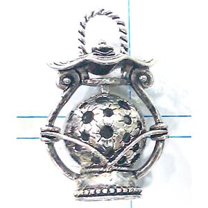 Hollow Tibetan Silver pendant, lead free and nickel free, 29x43mm