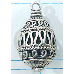 Hollow Tibetan Silver pendant, lead free and nickel free, 20x37mm