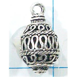 Hollow Tibetan Silver pendant, lead free and nickel free, 14x26mm