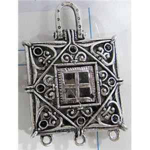 Hollow Tibetan Silver pendant, lead free and nickel free, 30x30mm