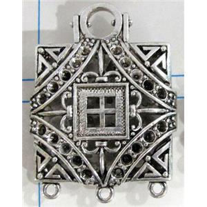 Hollow Tibetan Silver pendant, lead free and nickel free, 30x30mm