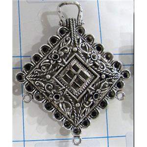 Hollow Tibetan Silver pendant, lead free and nickel free, 50x50mm