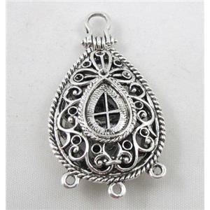 Hollow Tibetan Silver pendant, lead free and nickel free, 28x40mm