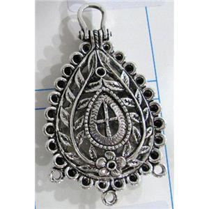 Hollow Tibetan Silver pendant, lead free and nickel free, 32x42mm