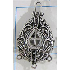 Hollow Tibetan Silver pendant, lead free and nickel free, 26x37mm