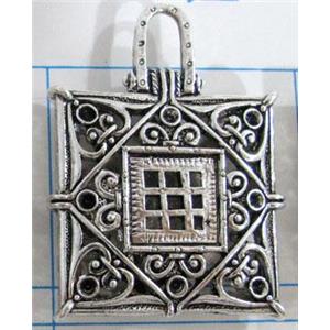 Hollow Tibetan Silver pendant, lead free and nickel free, 30x30mm