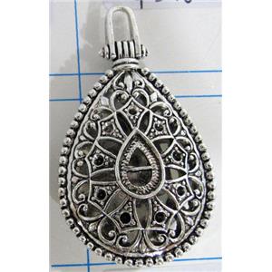 Hollow Tibetan Silver pendant, lead free and nickel free, 29x42mm