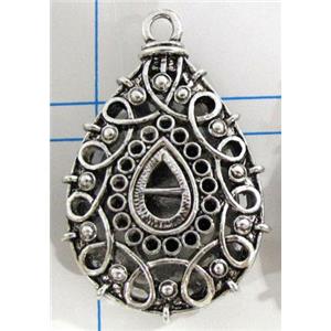 Hollow Tibetan Silver pendant, lead free and nickel free, 26x37mm