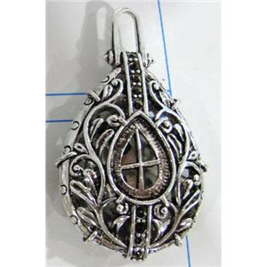 Hollow Tibetan Silver pendant, lead free and nickel free, 26x37mm