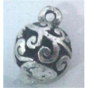 Round tibetan silver pendant, lead free and nickel free, approx 11mm dia