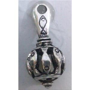 Tibetan Silver pendant, hollow, lead free and nickel free, approx 9mm ball