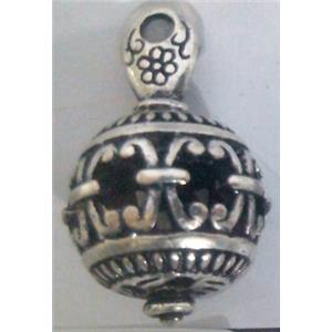 lead free and nickel free Tibetan Silver hollow pendant, approx 9mm ball