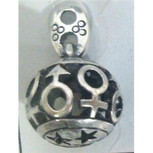 lead free and nickel free Tibetan Silver hollow pendant, approx 15mm ball