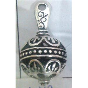 lead free and nickel free Tibetan Silver hollow pendant, approx 9mm ball