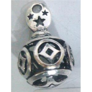 hollow Tibetan Silver Pendant, lead free and nickel free, approx 9mm ball