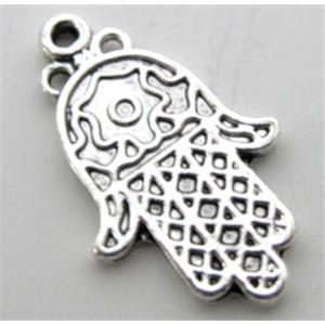 HamsaHand Pendant, tibetan silver charms, non-nickel, 14x21mm