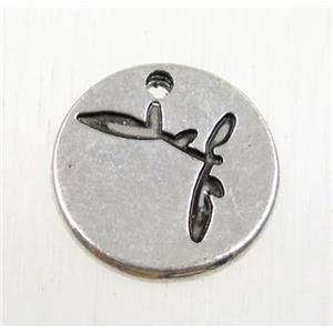 tibetan silver pendant, non-nickel, approx 16mm dia