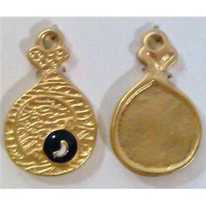 Tibetan Silver pendant, lead free and nickel free, duck-gold, 13x22mm