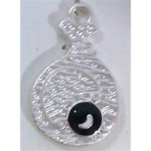 Tibetan Silver pendant, lead free and nickel free, duck-silver, 13x22mm