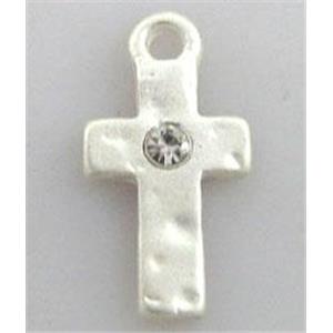 Tibetan Silver Cross Charm pendant Non-Nickel, 8x16mm