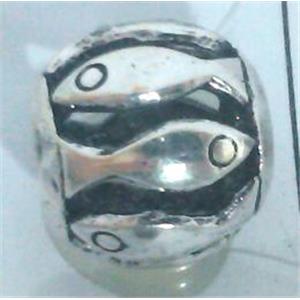 round tibetan silver hollow beads, lead free and nickel free, approx 9mm dia, 4mm hole