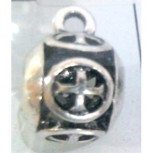 hollow, round tibetan silver hanger bead, lead free and nickel free, approx 11mm ball, 5mm hole