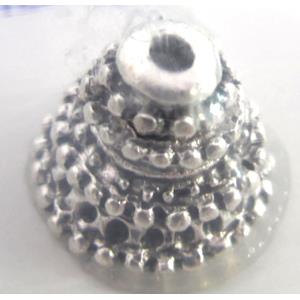 Tibetan Silver Bead cap, Non-Nickel, 15x10mm