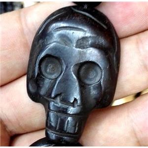 black antique cattle bone beads, skull, approx 28x40mm