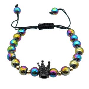 rainbow Hematite Bracelet, adjustable, approx 8mm dia