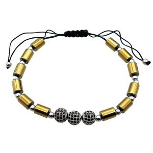 gold Hematite Bracelet, adjustable, approx 6-8mm