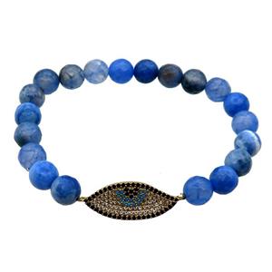 blue Agate Bracelet, stretchy, approx 8mm dia